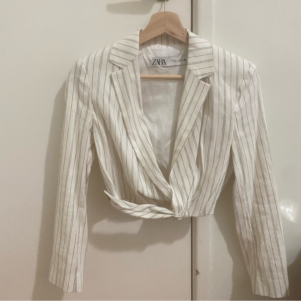ZARA Stripe Cropped Blazer XS